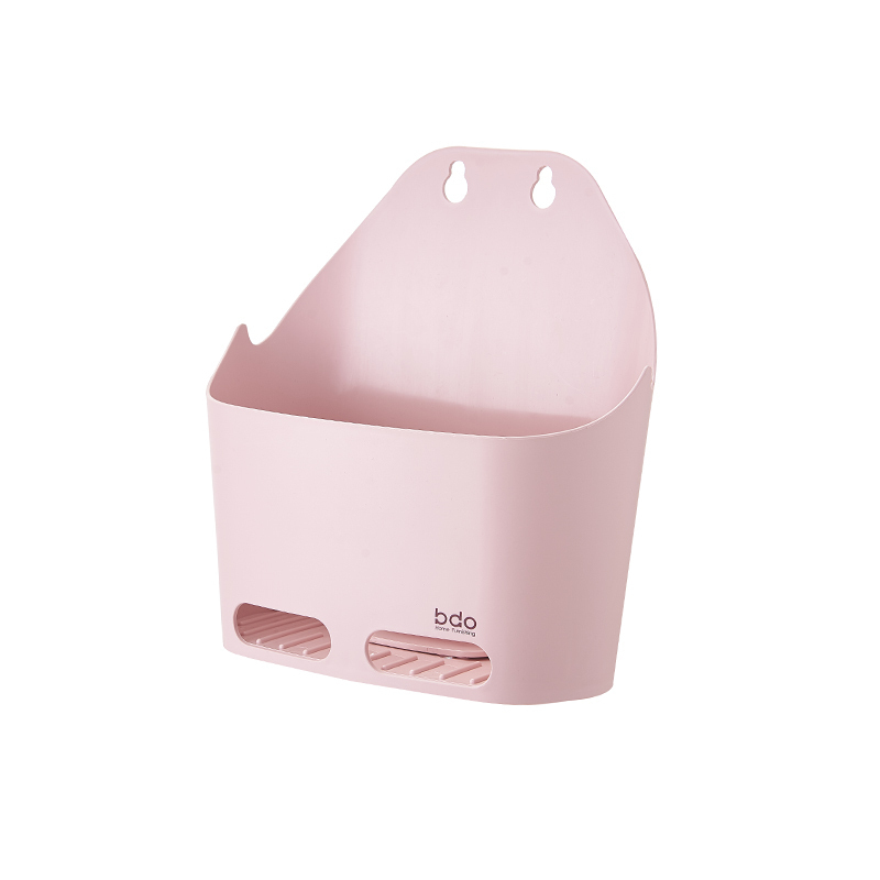 美帮汇浴室卫生间挂式收纳篮壁挂式置物篮小挂篮挂钩挂墙后塑料厕所筐 粉色