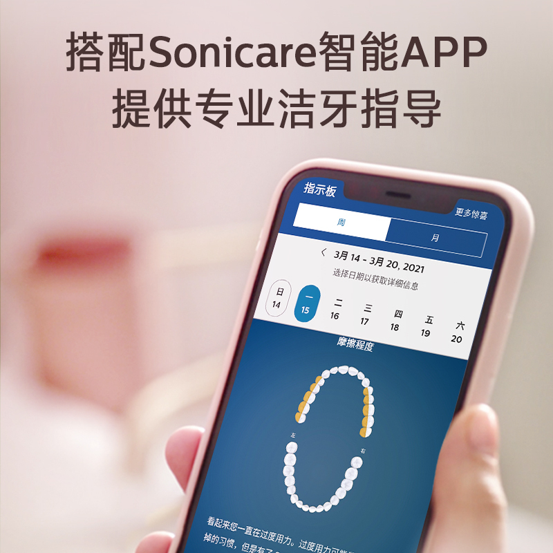 飞利浦(PHILIPS)sonicare尊享系列电动牙刷 智感科技 人工智能APP 钻石升级 HX9997/31樱花粉