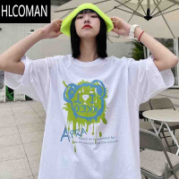 HLCOMAN夏季薄款男士短袖t恤男装潮牌宽松打底衫白色简约半袖学生男上衣学 2XL150-169斤 绿底熊头