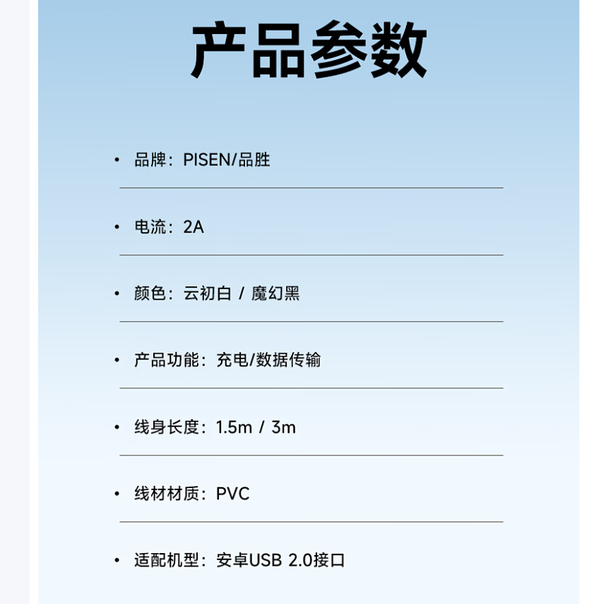 品胜PISEN通用万能充电器线充快速安全智能识别通用型号家用便携设计高清大图