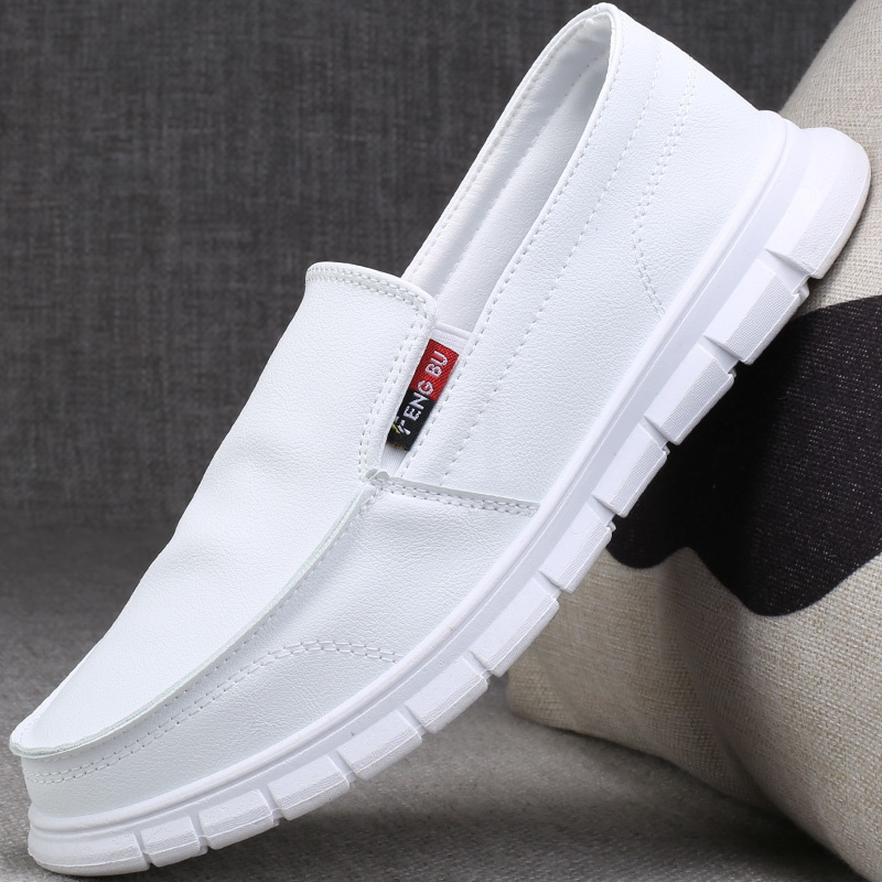 38 小白鞋男士休闲懒人鞋一脚蹬男鞋夏季白色鞋子春秋款潮流防滑皮鞋