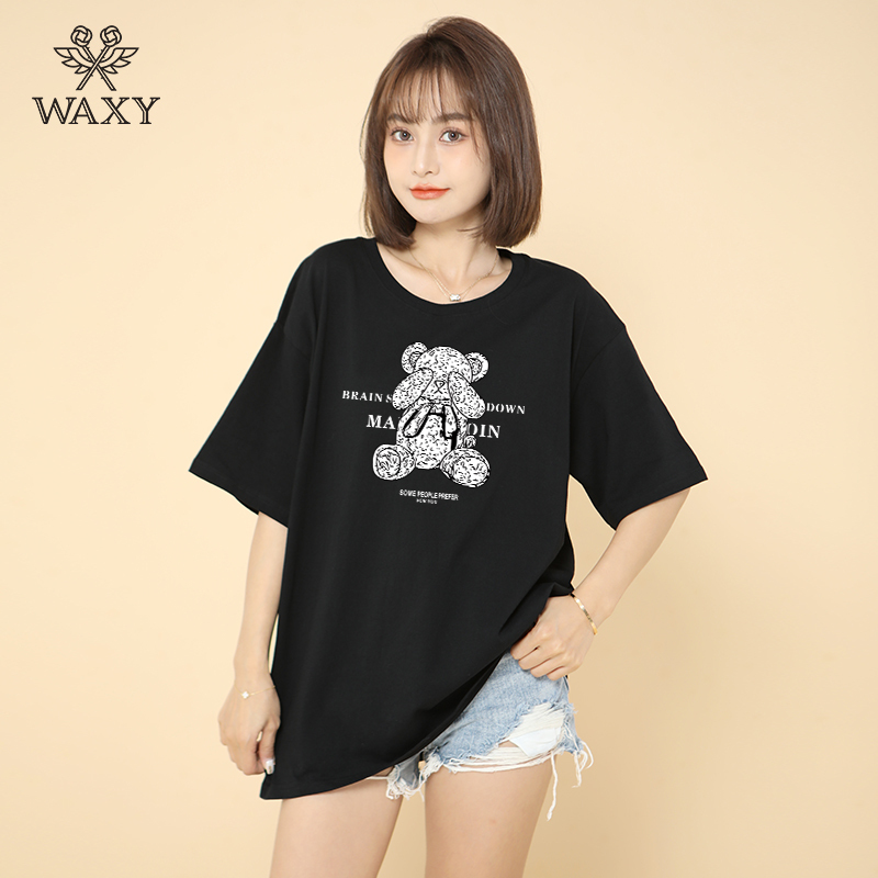 WAXY纯棉短款t恤女韩版潮流学院风上衣辣妹装显瘦纯欲洋气女装ins