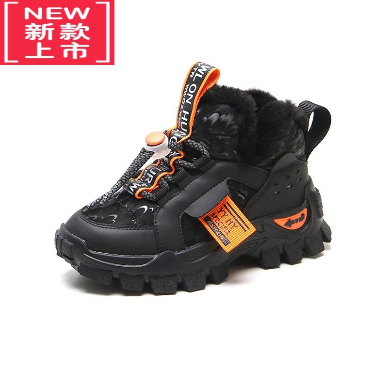 可莉允女童雪地靴2022年冬季新款男童雪地棉加绒加厚中大童棉鞋儿童棉靴图片