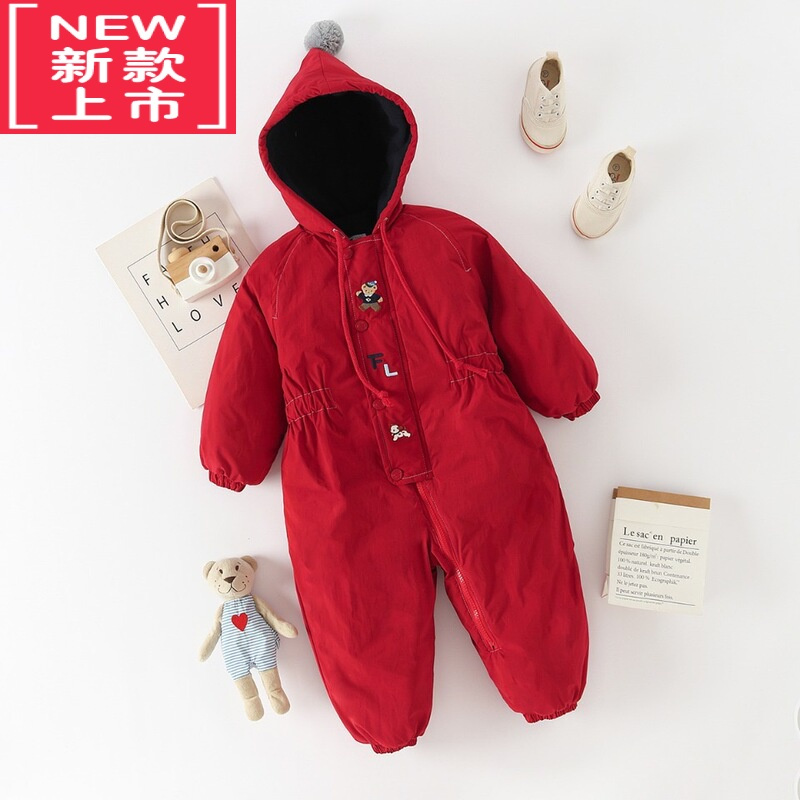 可莉允]冬儿童宝宝滑雪服加厚加绒保暖男童女童婴儿连体服棉服棉袄