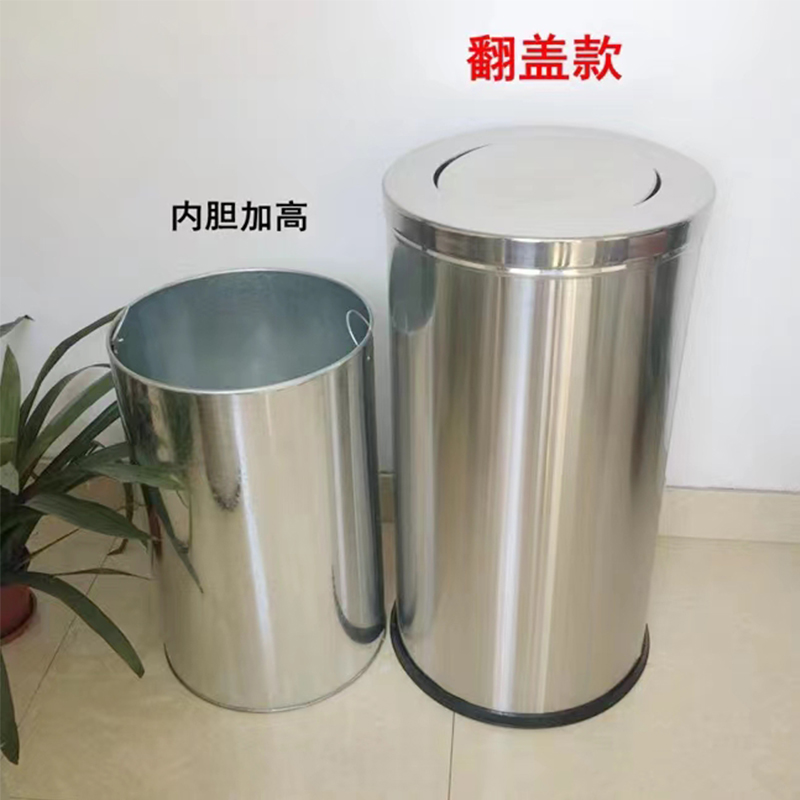 豪利鑫威不锈钢垃圾桶烟蒂柱灭烟桶带烟灰缸室外电梯口立式中号港氏桶高清大图