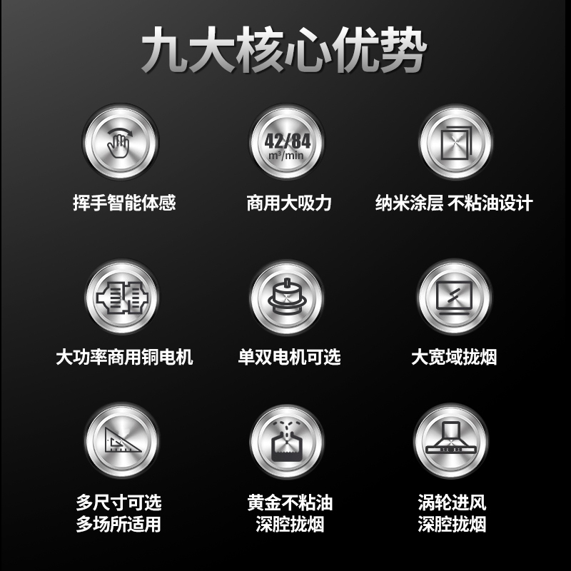 欢呼好太太1.2米商用抽油烟机大吸力T型塔型顶吸式小型酒店饭店大锅灶吊装式食堂农村土灶柴火灶排烟机吸油机单机头黑色M6