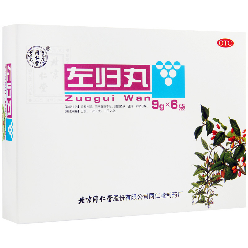 同仁堂 左归丸9g*6袋滋肾补阴真阴不足腰酸膝软盗汗神疲口燥