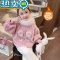 绿彩虹光女童厚T恤秋冬2023新款洋派儿童冬季加绒加厚保暖毛毛衣女宝宝冬装
