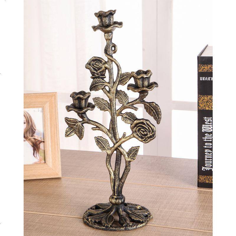 欧式贵族烛台铸铁工艺品雕花铁艺烛台蜡台复古蜡烛台家居婚庆摆设