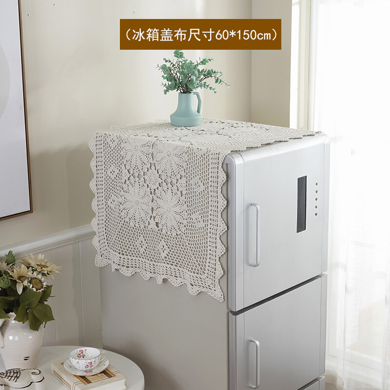 棉线手工钩针钩花编织镂空白色米色客厅茶几长方形桌布盖布可定做