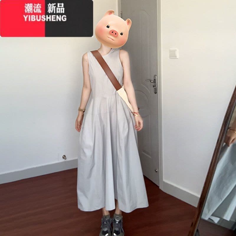 YIBUSHENG法式无袖背心连衣裙子女2024新款季小个子气质收腰简单大方长裙图片