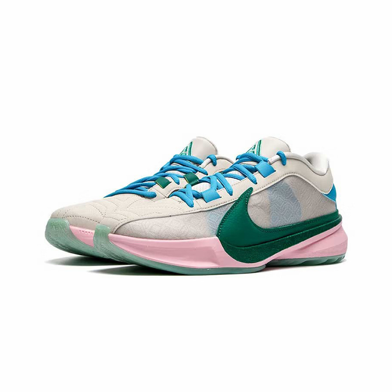 nike freak 5 字母哥5代 减震耐磨 低帮 篮球鞋 男款 白蓝绿 dx4996
