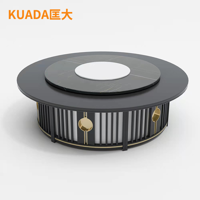 匡大 餐桌实木餐桌 圆餐桌2米手动餐桌KDT906 黑色