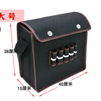 册宣 40-37-15带夹层多功能工具包黑色加厚帆布大容量瓦工包耐磨收纳包劳保维修电工包 普通款大号