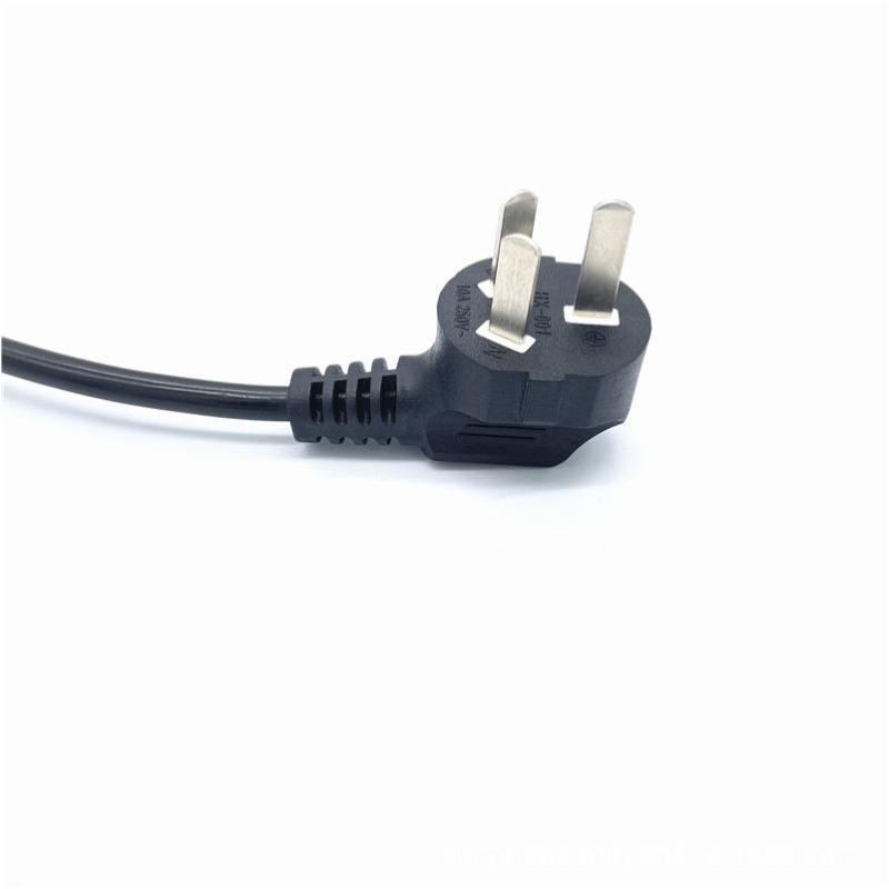 国标三插品字尾电源线台式电脑三孔显示器电饭锅打印机带插头线-弯头1.5米0.5平方铜包铝（500W内)3条装