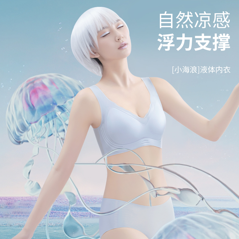 内衣女夏薄款冰丝凉感透气无痕聚拢防下垂美背2025新款背心式文胸高清大图