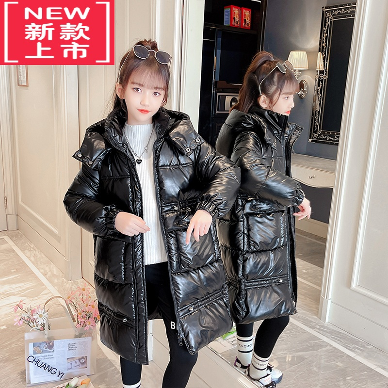 可莉允女童羽绒棉衣2022新款大童女装棉服儿童冬装加厚棉袄12岁长款外套