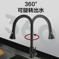 东鹏卫浴(DONG PENG) 卫浴黑色抽拉龙头洗菜盆水龙头厨房冷热水龙头厨房龙头可旋转单把双孔陶瓷片阀