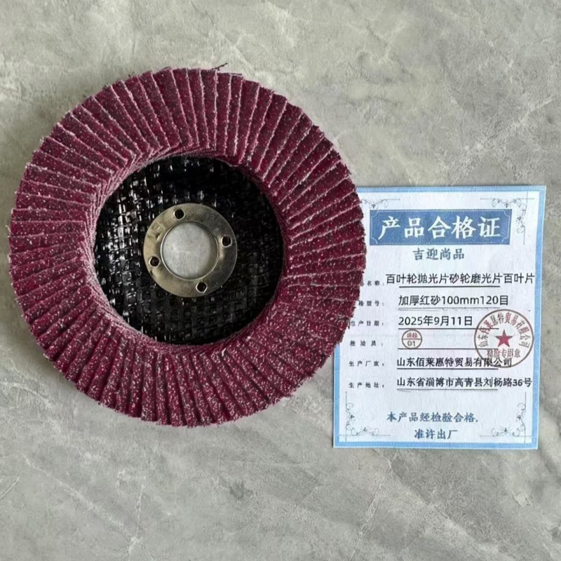 吉迎尚品 百叶轮抛光片砂轮磨光片百叶片 多规格 片 加厚红砂100mm120目