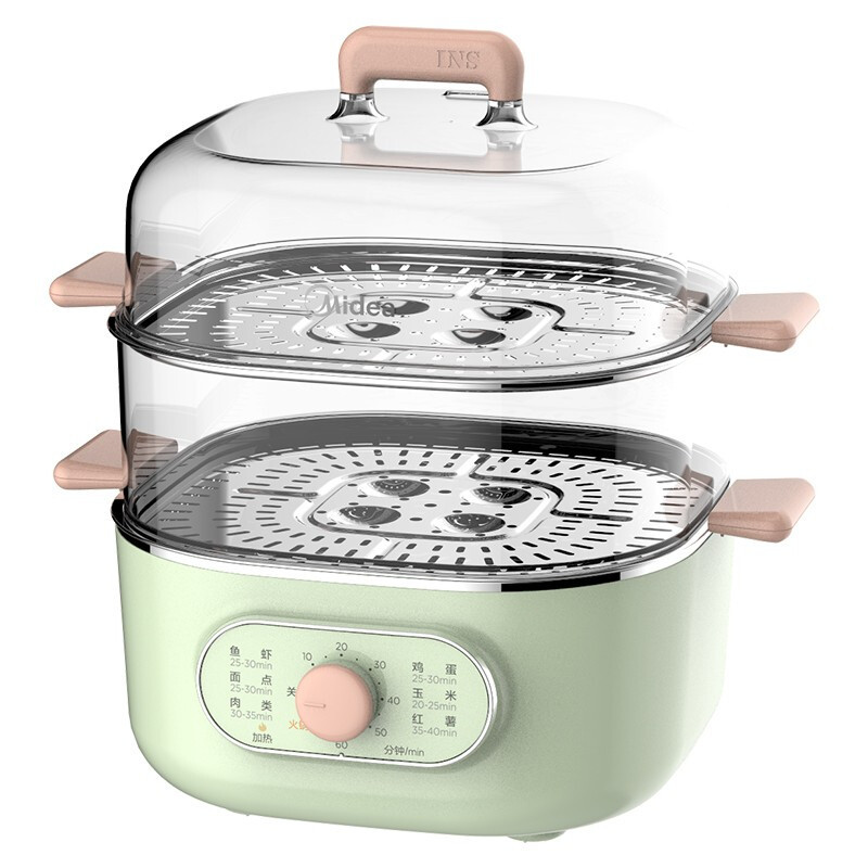 颜值蒸锅美的midea电蒸锅多功能家用大容量全自动蒸菜二层方形电热电
