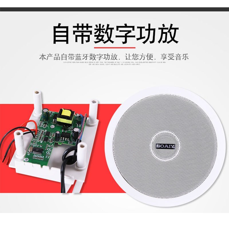 索爱(soaiy)SA-G10吸顶喇叭套装天花吊顶音响定压蓝牙功放分区背景音乐音箱一拖一