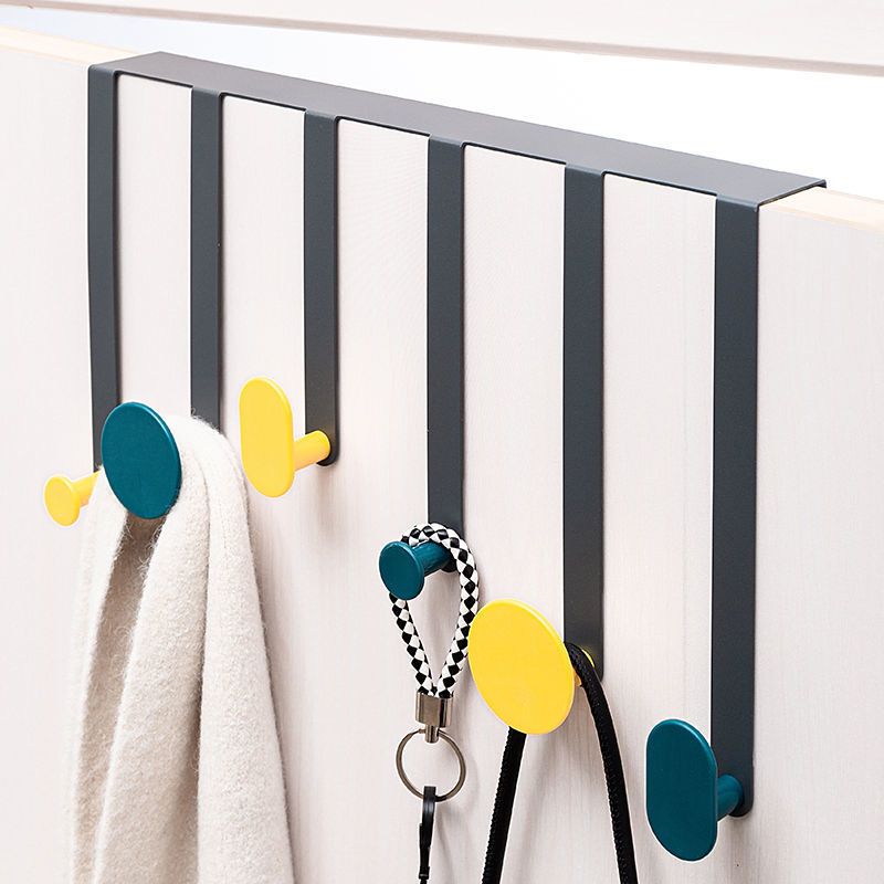 卧室门后挂衣钩免打孔门背挂钩门上门后面挂钩无痕挂衣架置物架孔雀绿