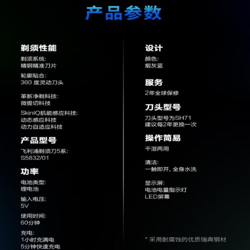 飞利浦(PHILIPS) 电动剃须刀 S5832/01高清大图