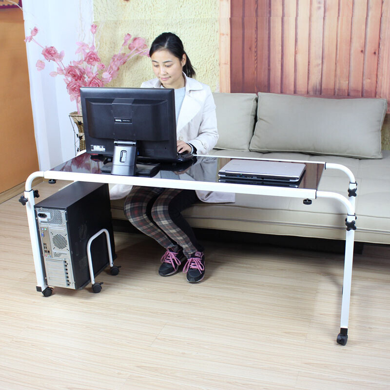 跨床桌可升降双人床可移动台式电脑桌懒人家用伸缩跨床桌子