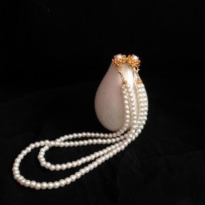 后发压汉服珍珠链发饰流苏步摇对夹古风日常夹子超仙簪子古装头饰小花