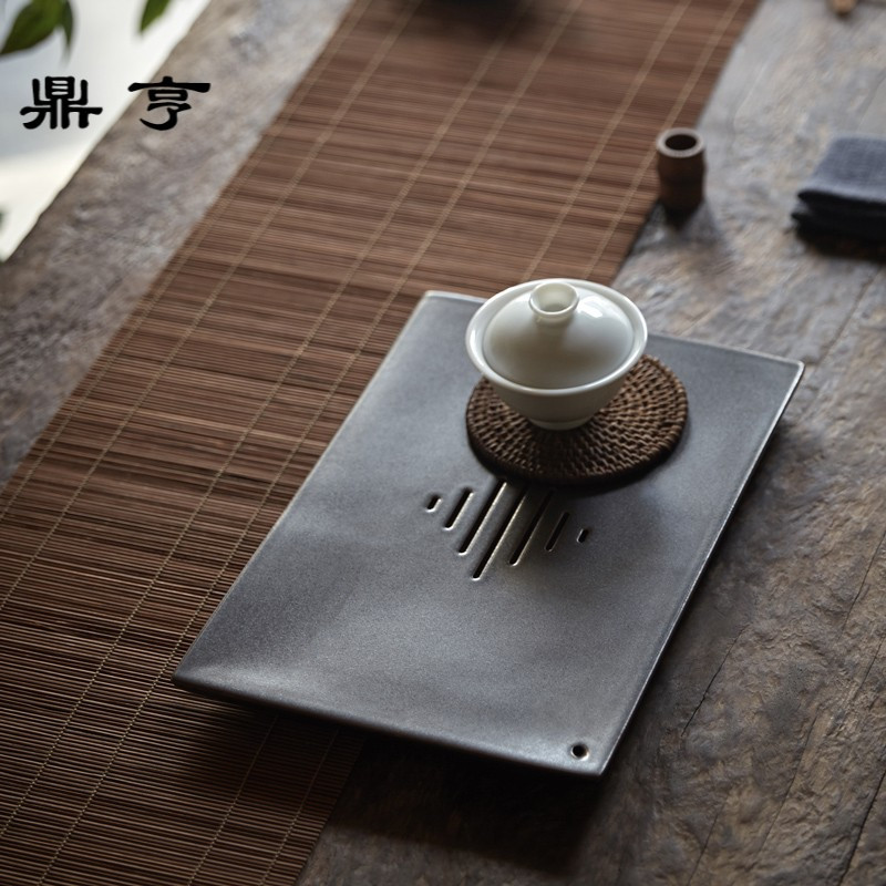 鼎亨储水干泡台茶盘景德镇陶瓷长方形黑白简约泡茶台功夫茶具茶道