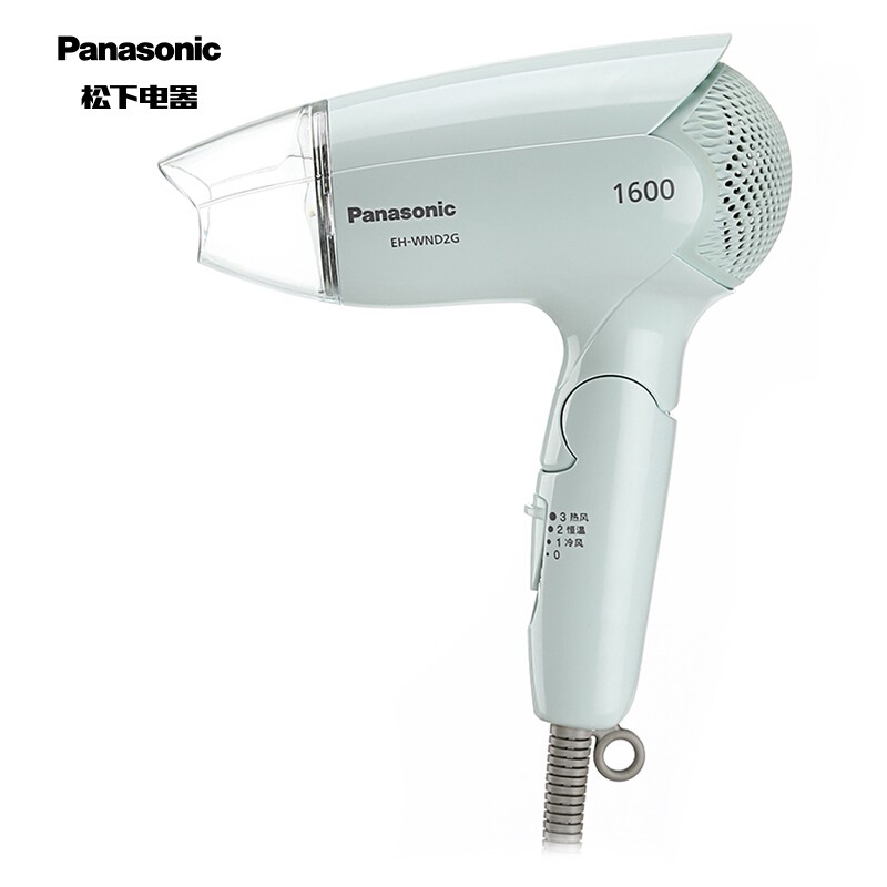 松下(Panasonic)电吹风机EH-WND2G绿色家用护发大功率吹风筒1600W学生宿舍迷你冷热风电风吹可折叠