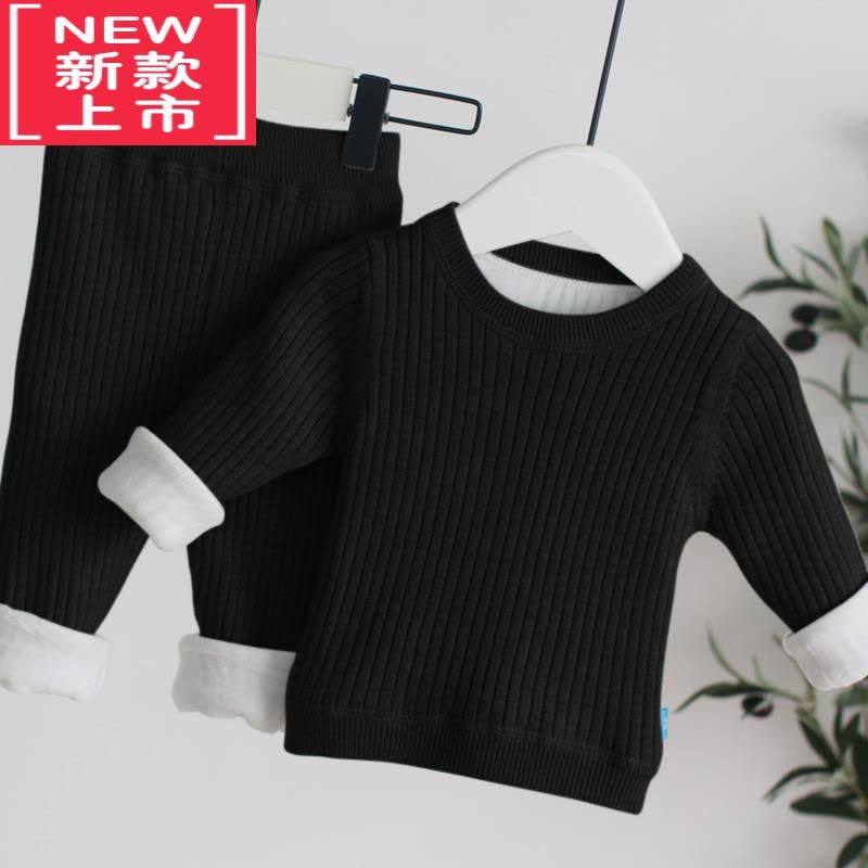 可莉允婴儿保暖内衣套装冬装加绒加厚男女宝宝毛衣儿童睡衣居家服两件套图片