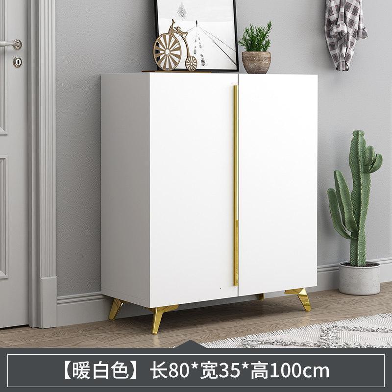 森美人鞋柜家用大口大容量简约现代多层收纳储物柜入户玄关柜轻奢鞋架 B款-暖白色80cm【送货上楼】组装
