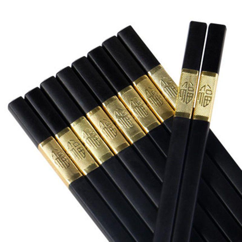 高档不发霉合金筷套装家用筷子酒店防滑耐高温无漆蜡(10双装)-lx