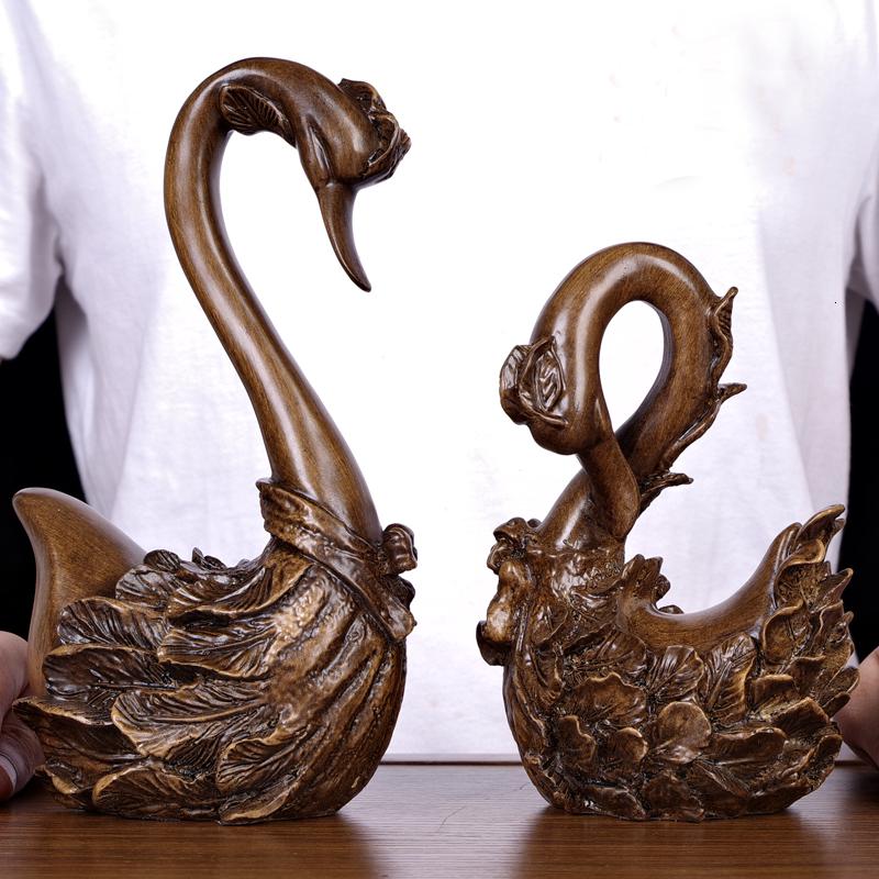 美帮汇天鹅摆件一对新房卧室创意装饰新婚送礼礼品新中式家庭酒柜工艺品高清大图
