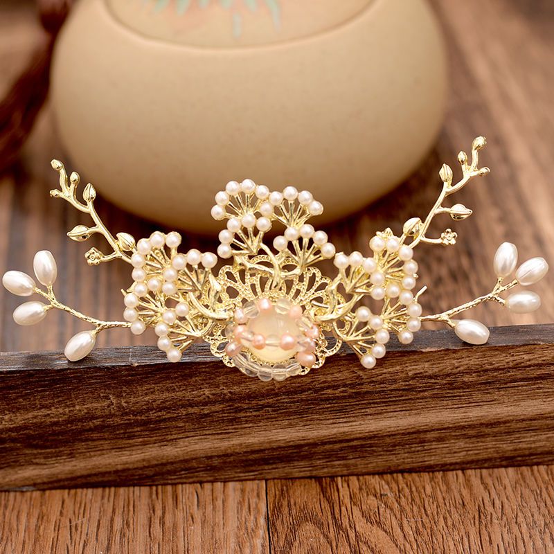 汉服头饰头冠古风发饰中式新娘凤冠秀禾发冠顶簪发钗顶夹古装配饰 发