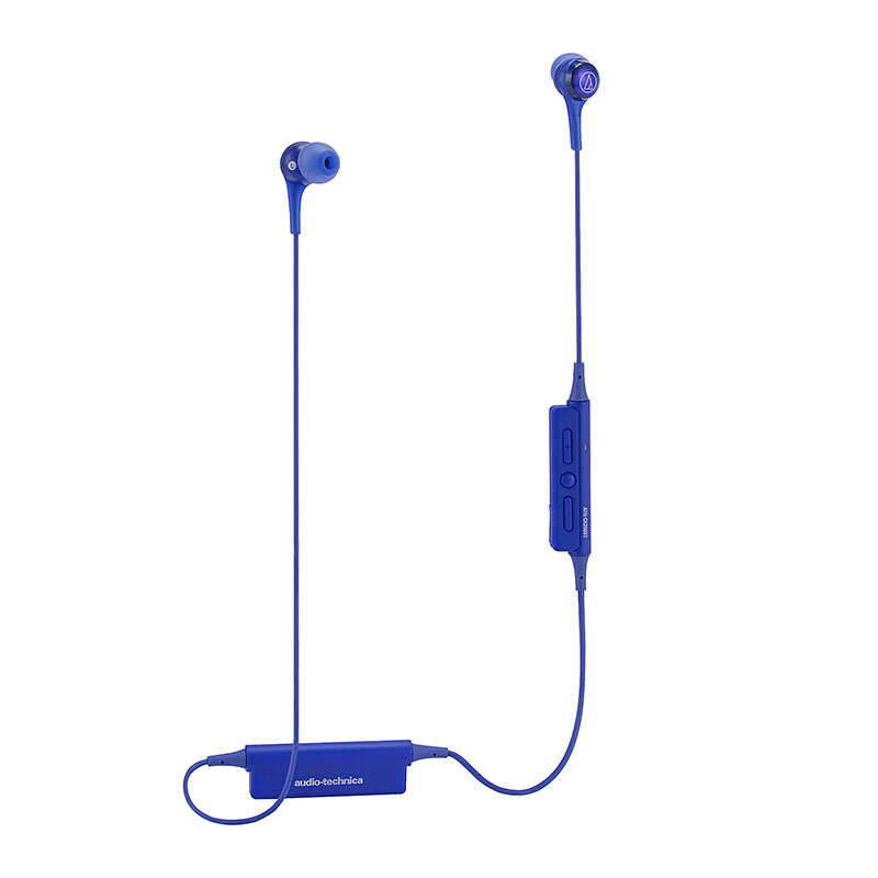 铁三角(Audio Technica)ATH-CK200BT无线蓝牙入耳式运动耳机挂颈式蓝牙通话耳机 蓝色