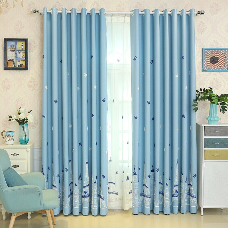 sns绣花合款窗帘薰衣蒲公英定制布艺帘子成品客厅卧室阳台窗纱