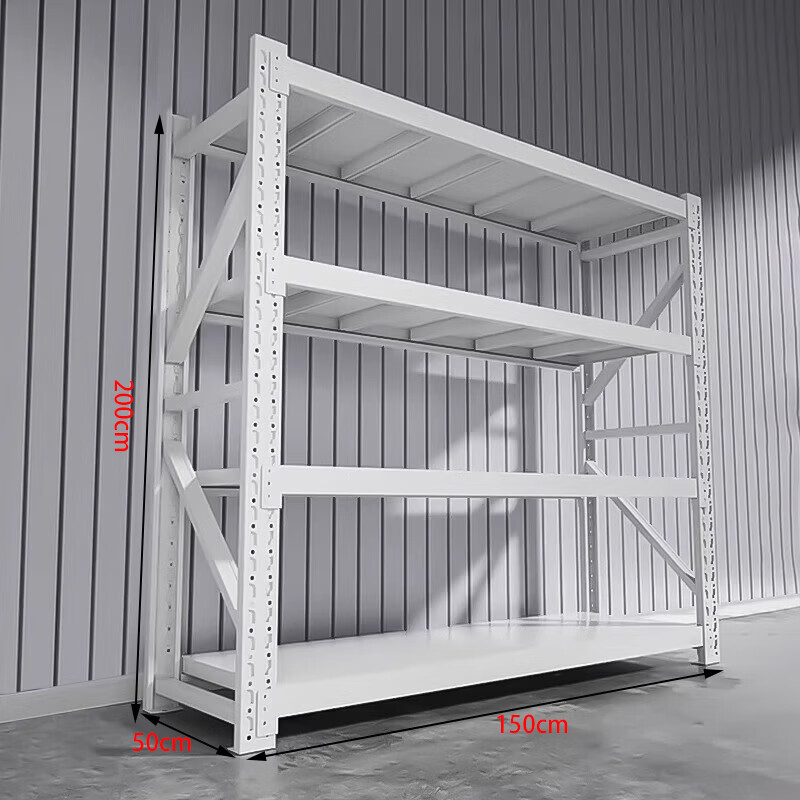 晋舰货架仓储货架置物架重型落地器材架150*50*200cm480kg白色/4层高清大图
