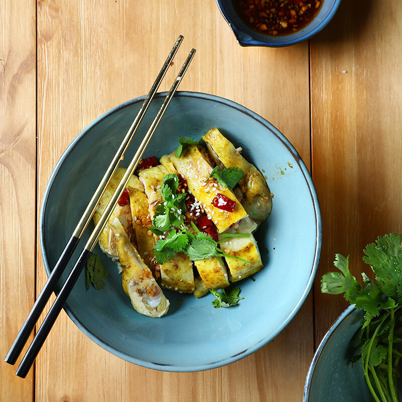 陶瓷碗 海伦娜创意陶瓷餐具 北欧蓝色大号饭碗7英寸汤碗泡面碗