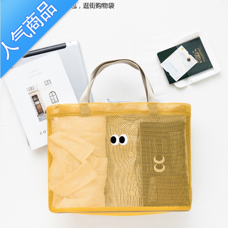 FENGHOU网眼包2020新品时尚女透气沙网手提包沙滩泳旅行大容量收纳拎袋包旅行包男女高清大图