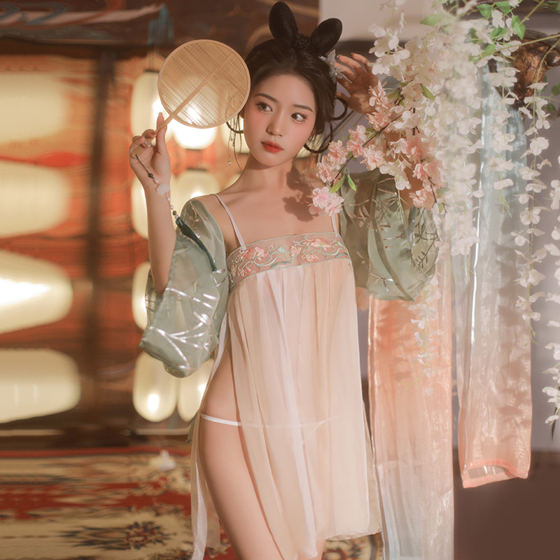 霏慕女式情趣睡衣性感情趣内古典汉服睡衣制服套装午夜魅力玉环古典唐风飘逸纱裙装7874高清大图