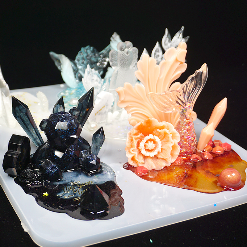 滴胶摆台模具手工diy滴胶材料爱心方形城堡古风不规则杯垫形状模具