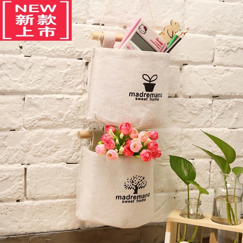 可莉允麻布收纳挂袋小挂兜墙壁收纳挂袋卫生间卫生纸收纳挂袋幼儿园挂袋图片