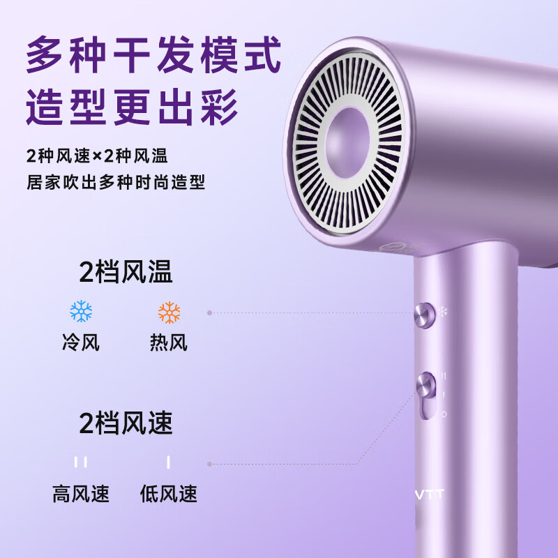 VTT 高速吹风机家用负离子大功率速干不伤发 D1 紫色高清大图