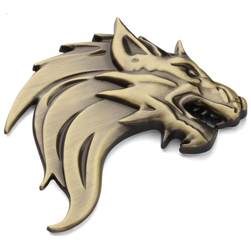 适用汽车改装个性狼头车标车身贴野兽车贴金属狼贴划痕贴中网标尾标