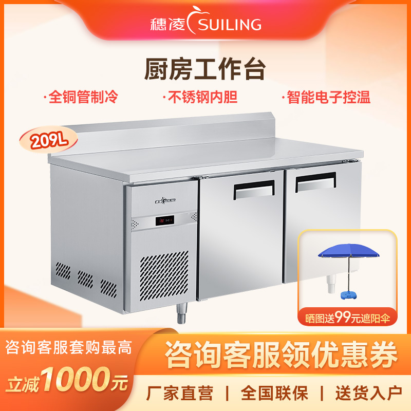 穗凌(SUILING) TZ0.2L2B-C单温一室冷冻冷藏厨房冰柜商用不锈钢靠背工作台保鲜厨冷冻房冷柜