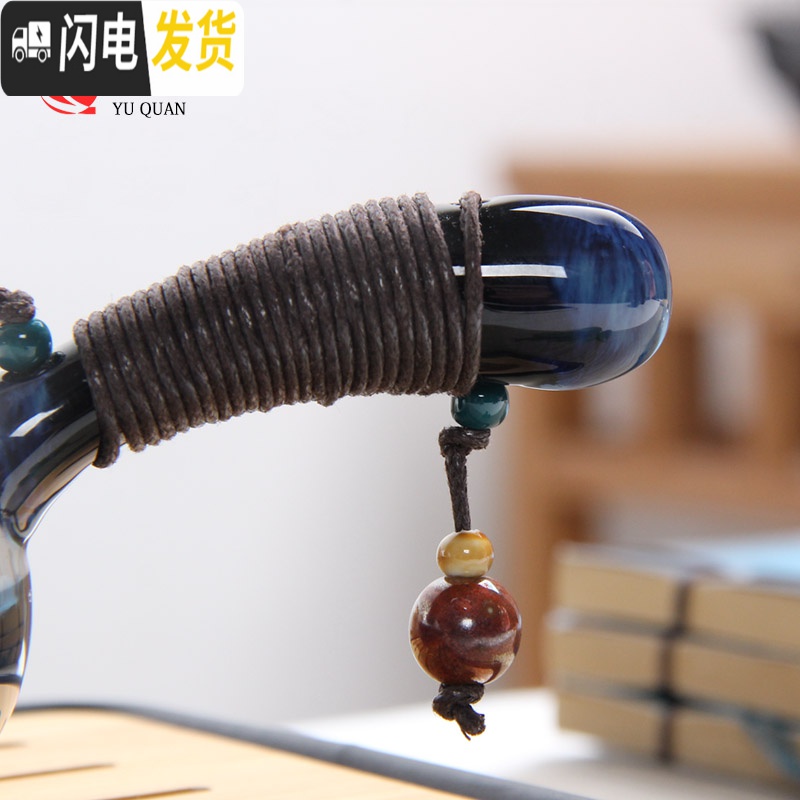 三维工匠 手绘荷花陶瓷茶壶 家用窑变小茶壶单壶 功夫茶具手柄侧把壶 元正墨竹茶壶高清大图