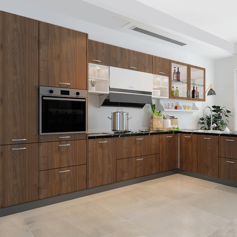 客来福整体橱柜新中式厨房定制石英石台面定制时尚橱柜组装家用闪电客