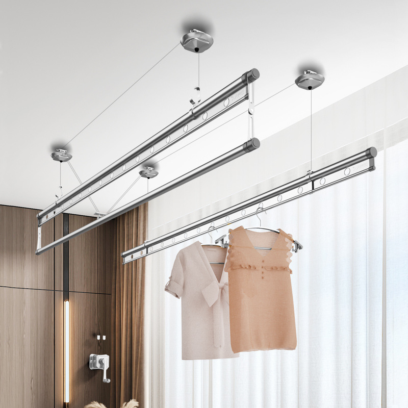 金贵夫人升降手摇晾衣杆三杆自动家用凉衣架被子晒衣架24米